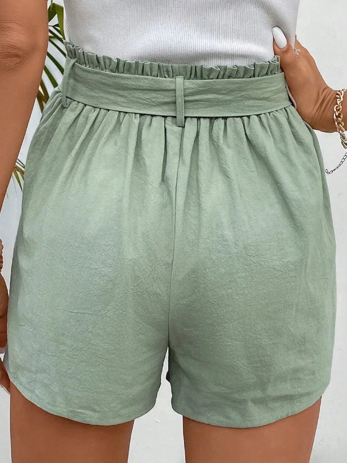 ハイウエスト レースアップ カラフル カジュアル ストリート系 ゆったり ルーズフィット ポリエステル繊維 ストレートレッグパンツ レディース