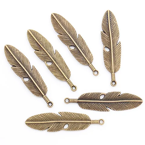 

10Pcs/Lot 15x61.5mm Alloy Pendant Leaf Feather Shape Pendants For DIY Necklace Pendants Jewelry Making Accessories Wholesale