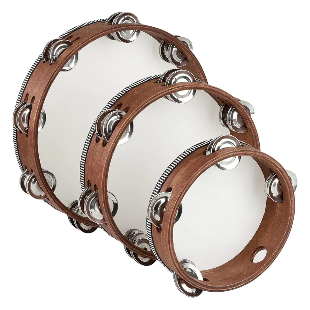 3 PCS Wooden Hand Held Percussion Tambourine , Tambourines Musical Instrument for Church, Wedding, Party, Dance