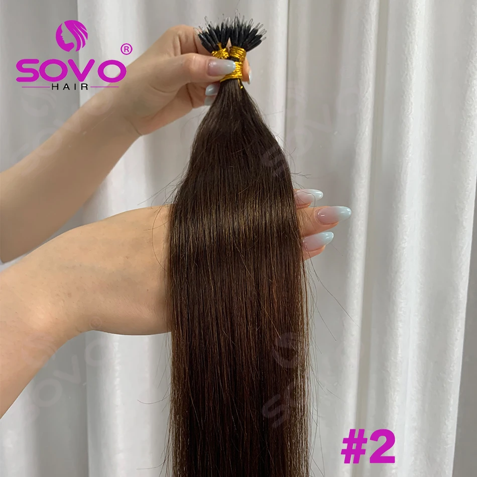 100 strengen nanoringen microlinks haarextensions van echt haar natuurlijk blond micro bead loop pre-bonded remy europees steil haar