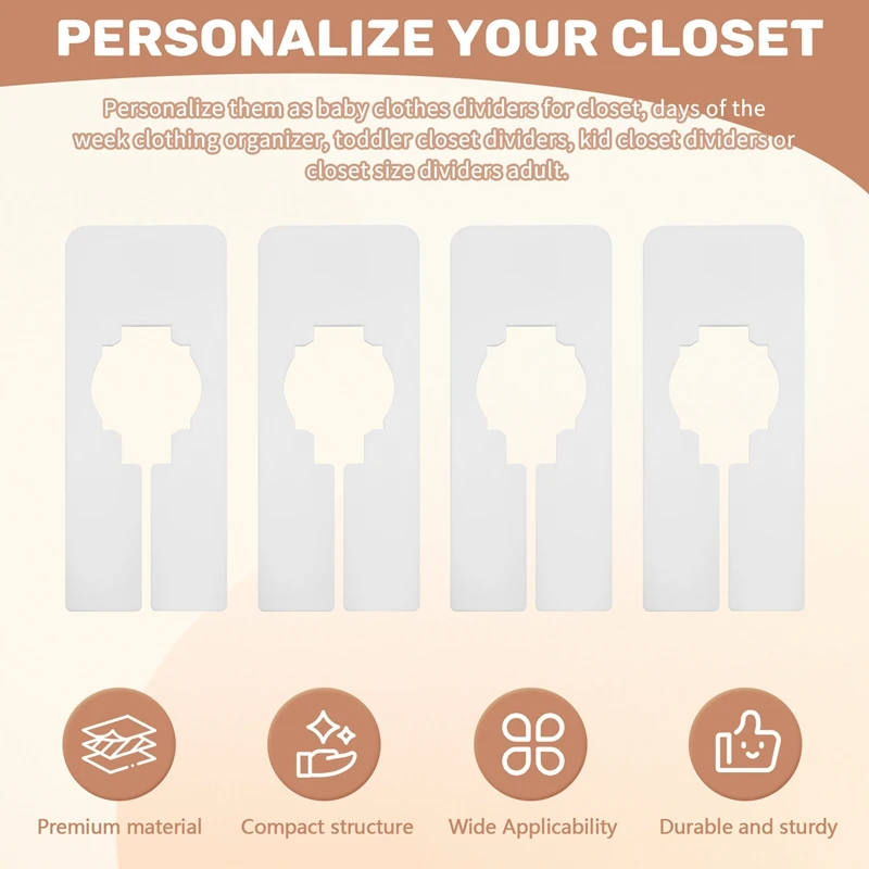 30 Closet Dividers for Hanging Clothes- Rectangle Clothing Size Dividers,White Closet Divider Set with Marker-A51M