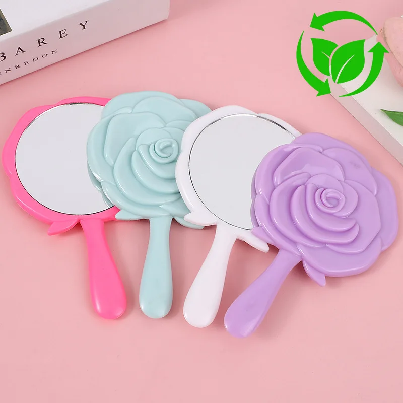 Mini draagbare draagbare make-upspiegel met rozenontwerp Duurzame compacte make-upspiegel voor dames Meisjes Reiscadeau Portemonnee Decor