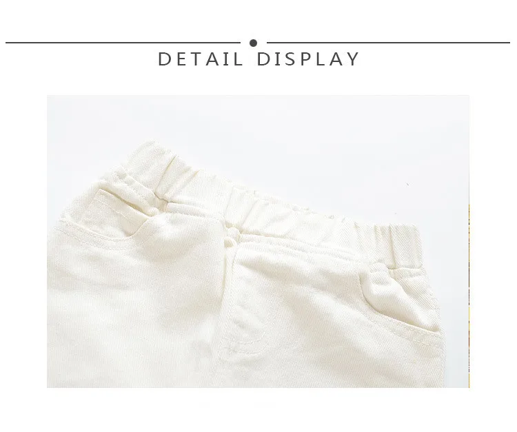 2024 Spring Autumn Baby Girls Ripped Jeans Children Kids Broken Hole Pants White Color Girls Elastic Waist Denim Pants