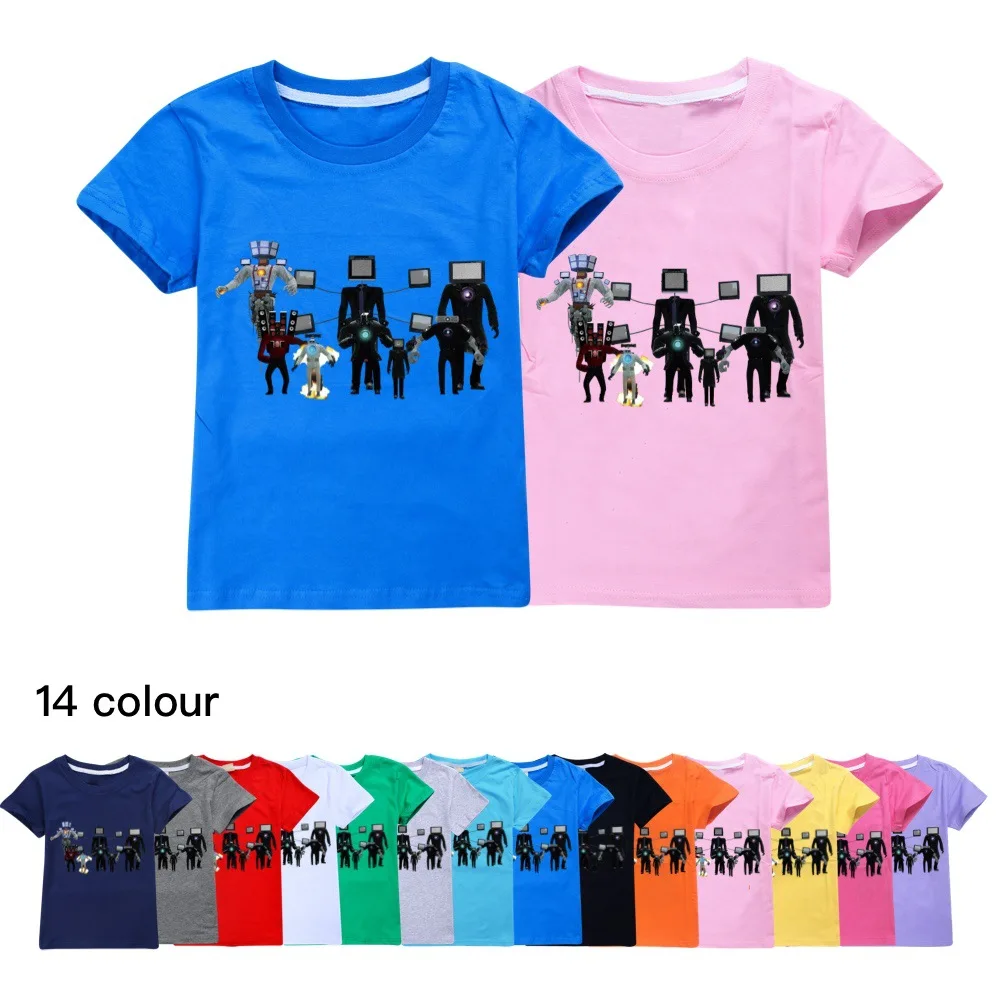 T-shirt de manga curta estampada para crianças, tops casuais, streetwear para meninas e meninos adolescentes, Game Skibidi, 3D Print, verão