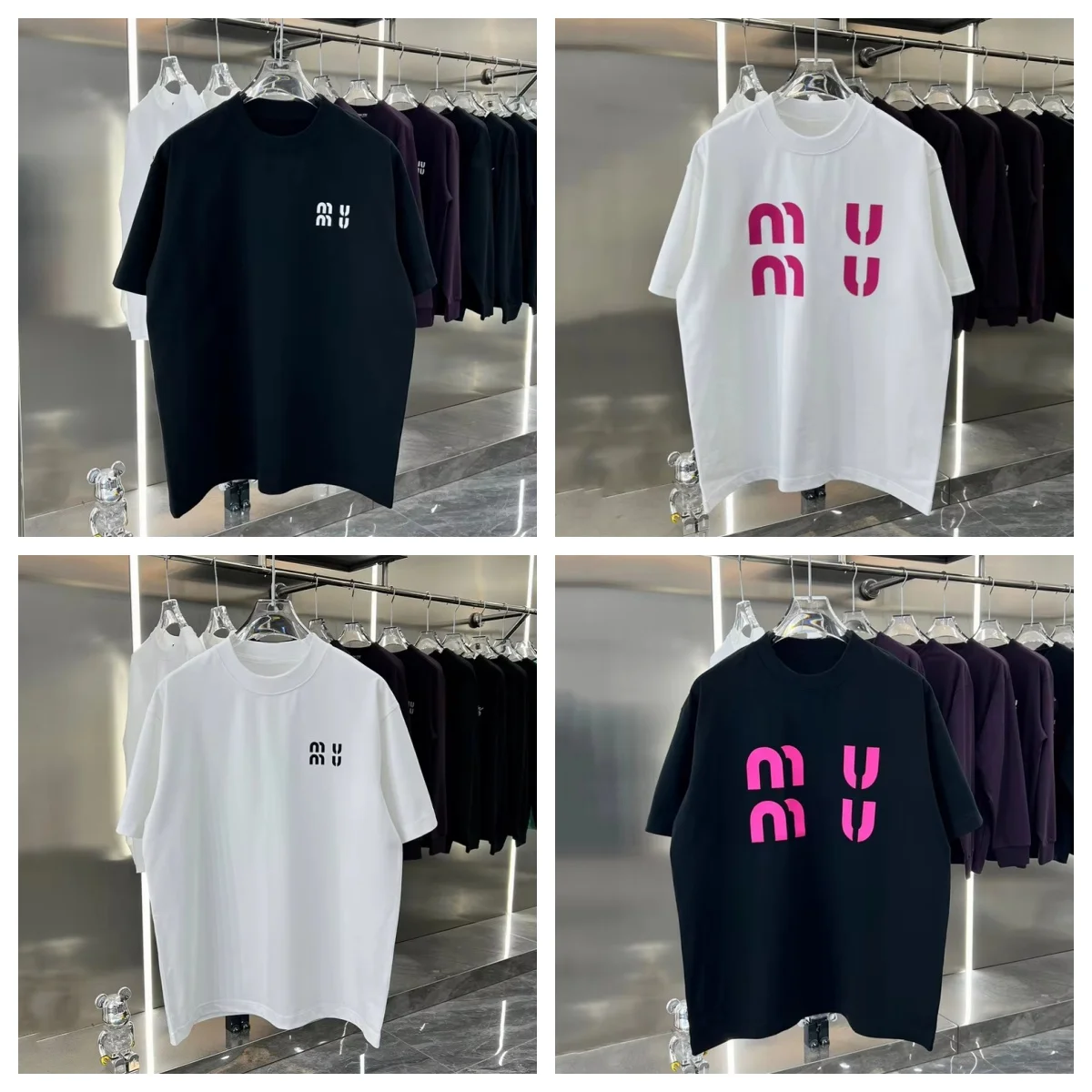 

Summer Miu Wind Short Sleeve T-shirt Pure Cotton Men and Women Chest Letter Printing Loose Fashion New Fashion Brand Explosive