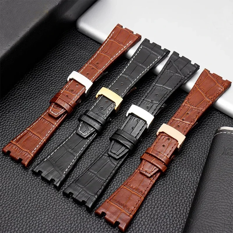 Top layer Genuine Leather watch strap For AP Audemars15400 Royal Oak Offshore Series Male 26mm Blue Black Brown Watch Band