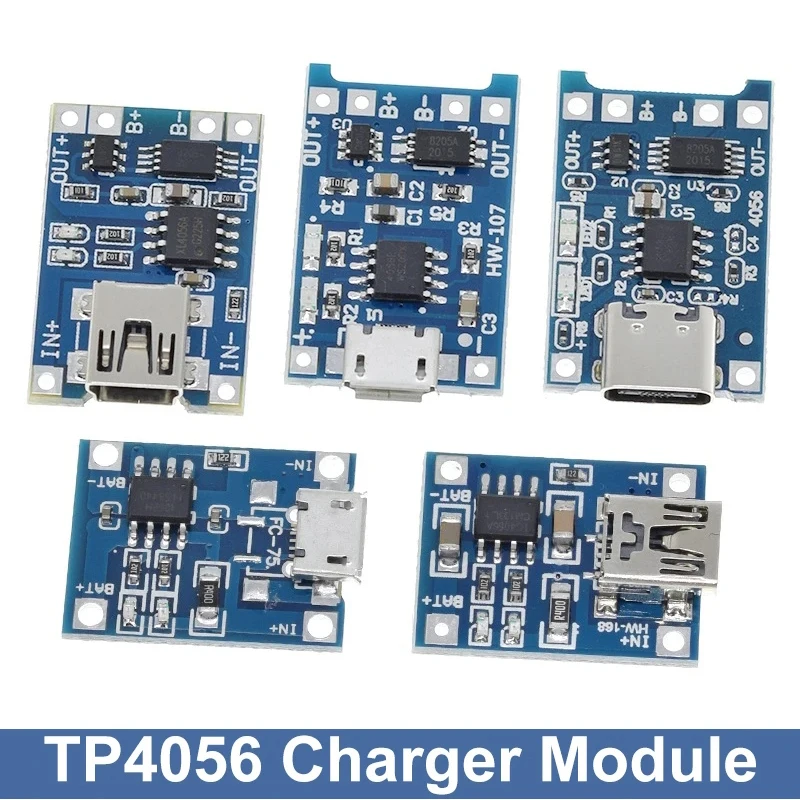 5V 1A TP4056 Li-ion Charging Board/Module 18650 Battery Lithium Charge Controller With Protection Functions TypeC/Micro/Mini USB