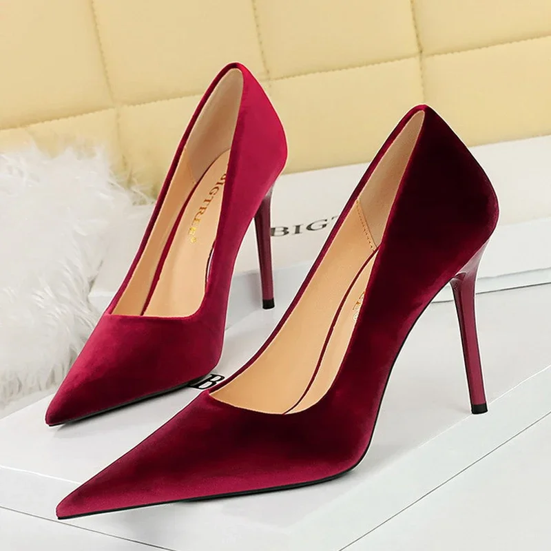 BIGTREE Sexy Fashion Pumps Wedding Elegant Women\'s Thin Heels Pointed Single Party Shoes Zapatillas De Mujer
