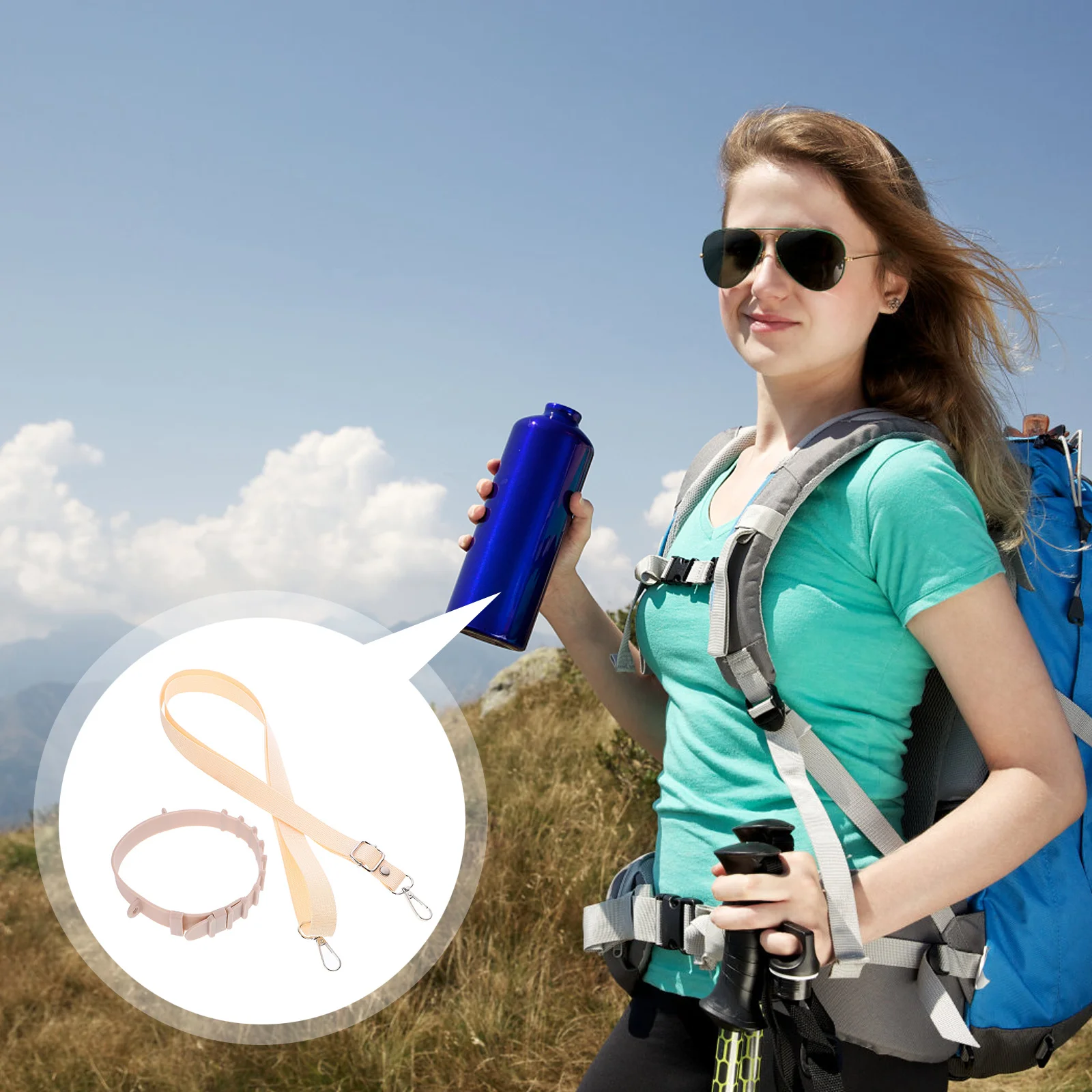 

Adjustable Silicone Water Carrier Strap Portable Holder For Outdoor Hiking Wear-Resistant Handle Shoulder Sling Design Durable