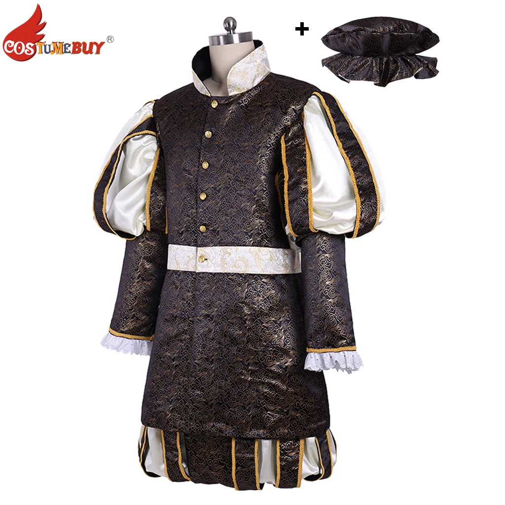 

Costumebuy Royal Tudor King Costume Renaissance Medieval Prince Civil War Stage Performance Men's Suit Custom Made