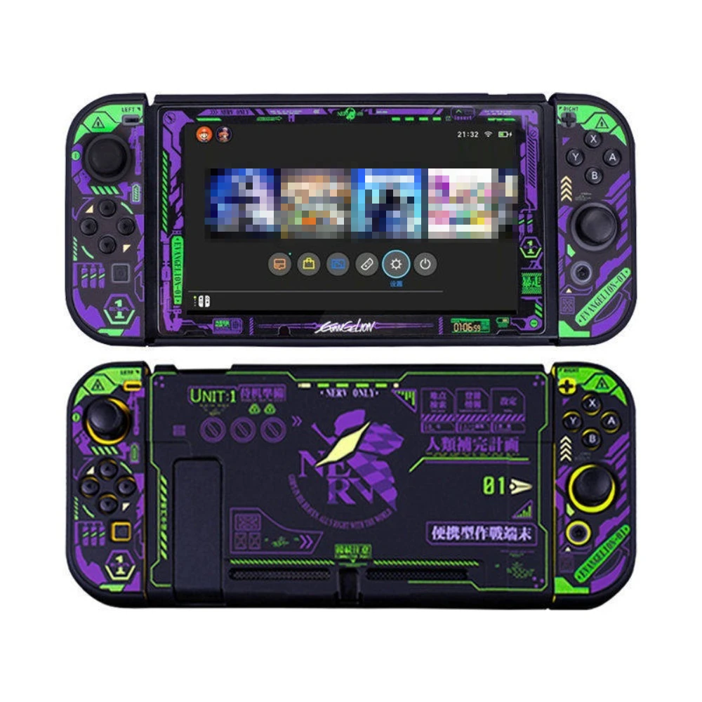 

Защитный чехол для Nintendo Switch в стиле аниме, EVA Unit-01, для игровой консоли Nintendo Switch2/OLED/Lite, контроллеров Joy-Con, матовый, жесткий корпус