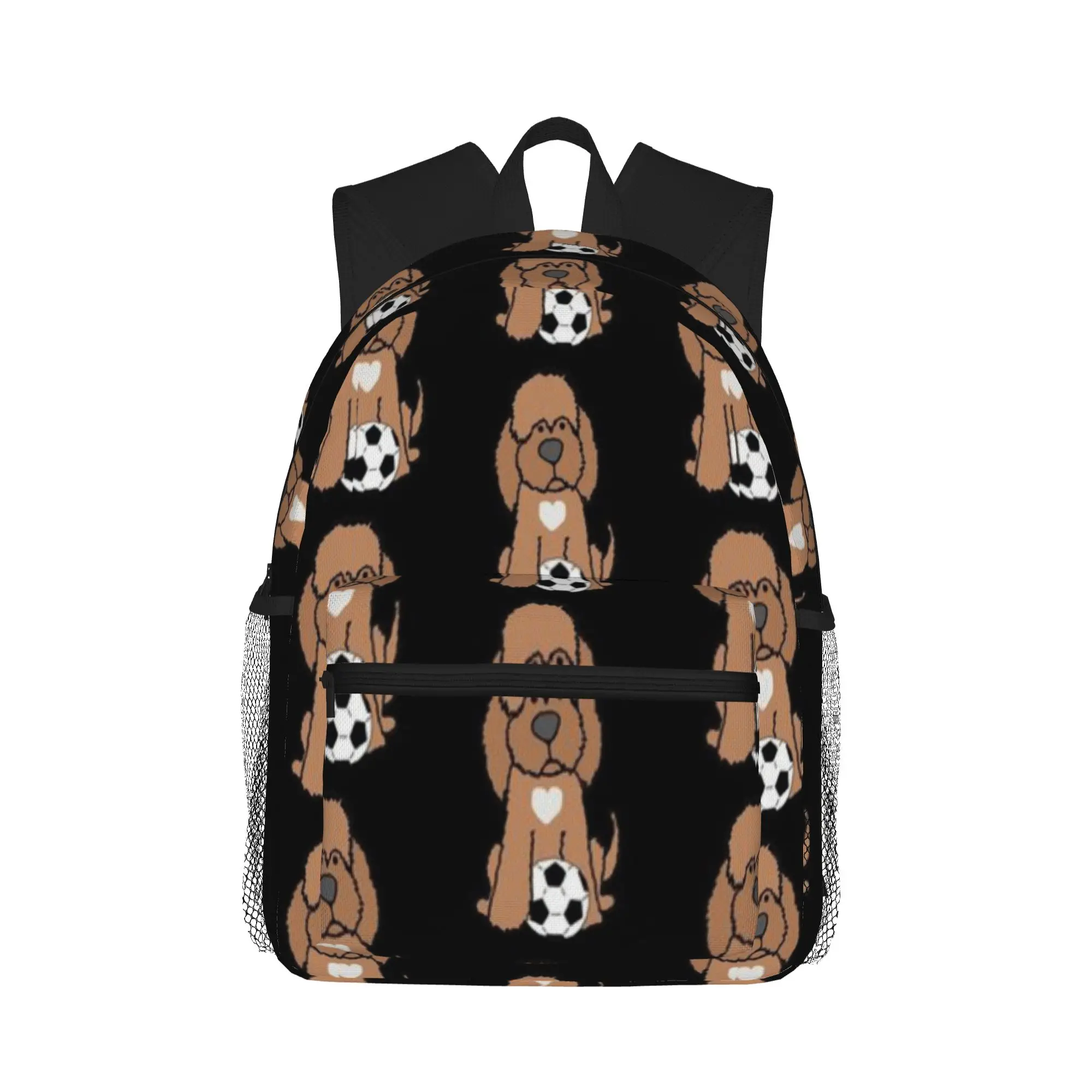 Funny Labradoodle Puppy Dog Playing Soccer  Casual Backpack for Students and Adults Student