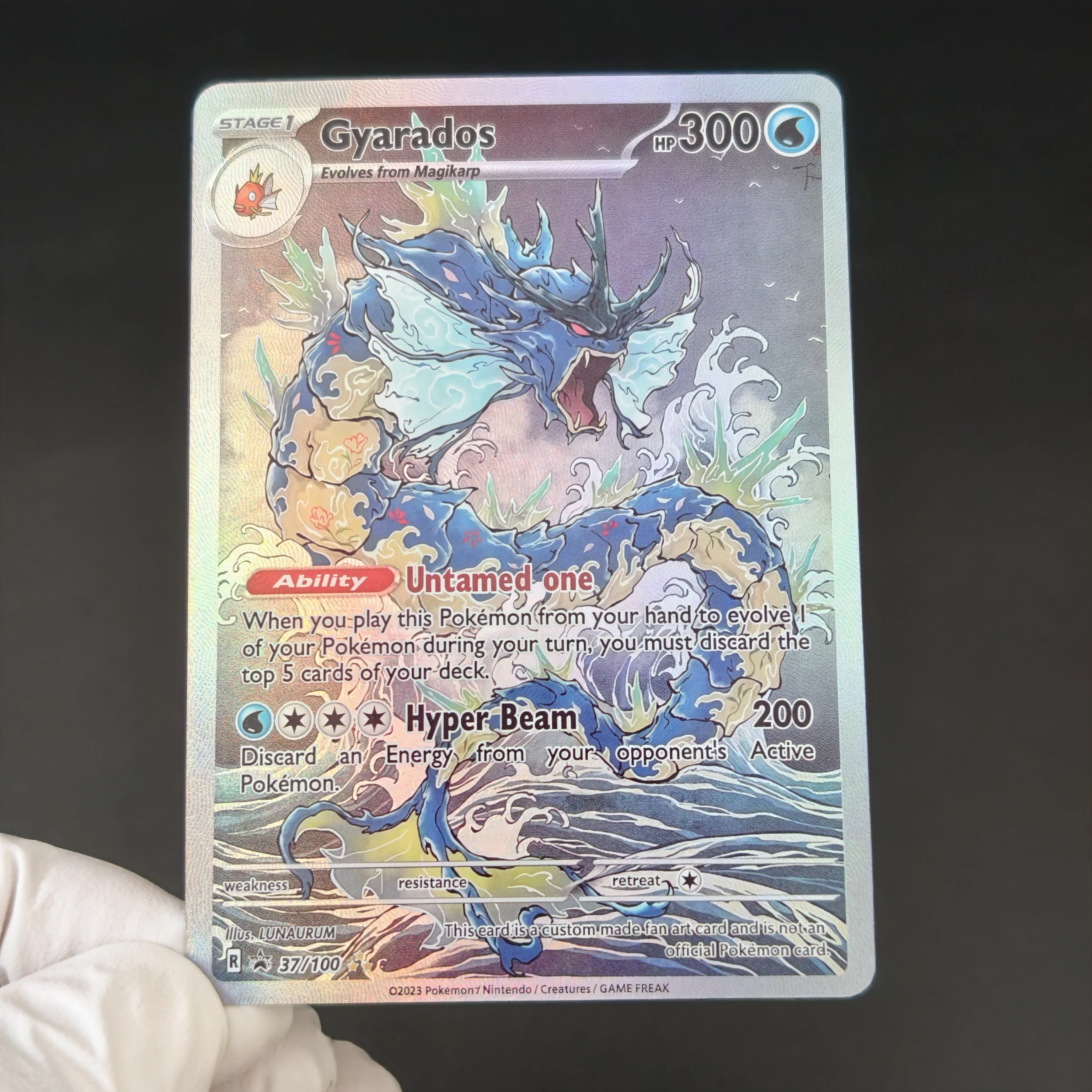 5PCS/DIY PTCG Pokemon Collection Card Gengar Gyarados Sceptile Absol Lucario English ink wash style Full Art Holo Textured Cards view 5