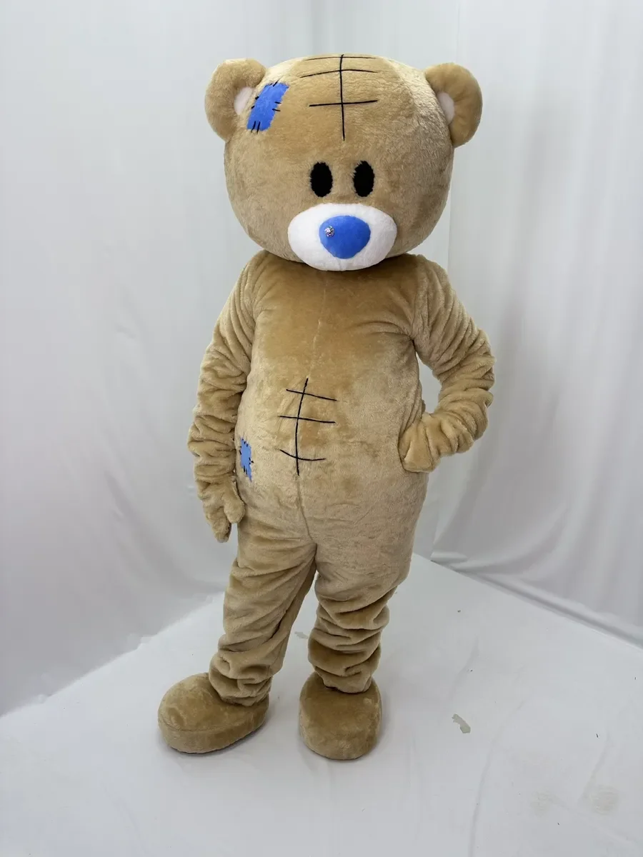 زي التميمة الدب البني مع فستان حفلة عيد ميلاد البودنغ للهالوين وعيد الميلاد بدلات فاخرة للبالغين وإكسسوارات أداء المسرح