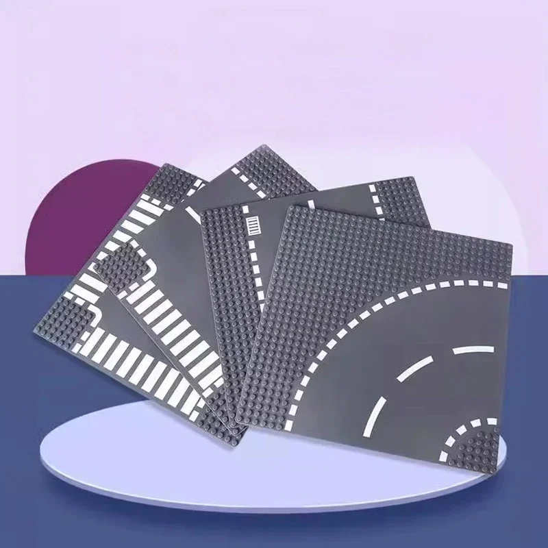 32*32 Dots Building Blocks Base Plate Classic City Street Straight Curved River Baseplates DIY Assembly Board Bricks Toy Gift