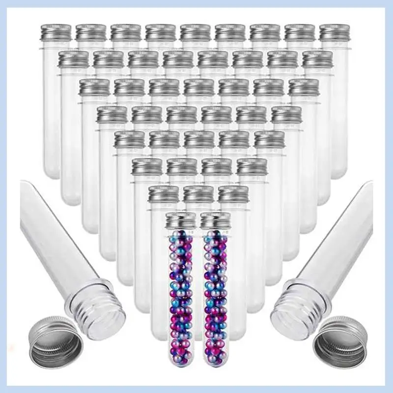 

AS63-50 Pcs 45Ml Clear Plastic Test Tubes Transparent Test Tube For Scientific Experiments Party Decorate The House Candy Storag