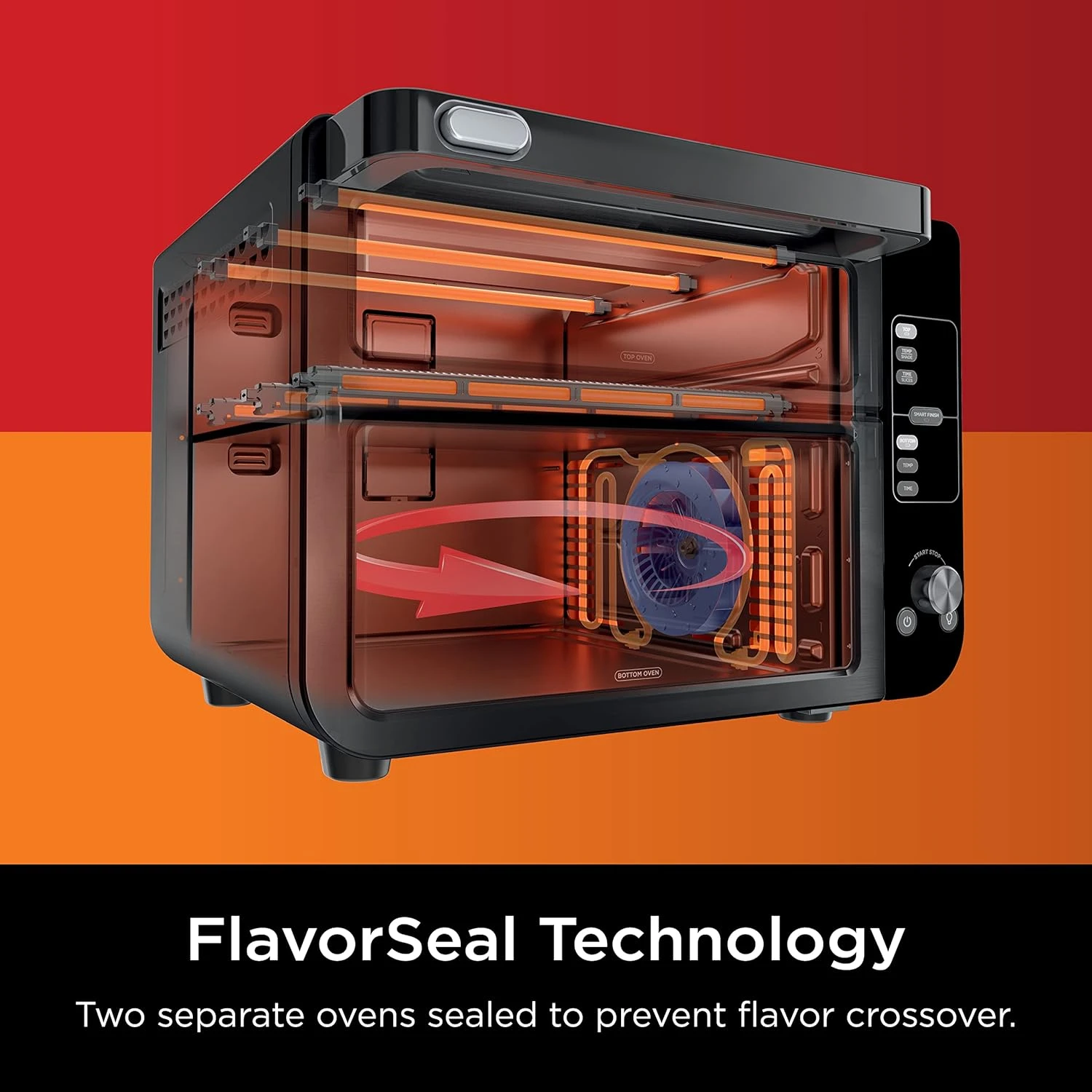 Toaster Oven  Double Oven with FlexDoor, FlavorSeal & Smart Finish   Rapid Top Oven   Air Fry  Bake  Roast  Toast