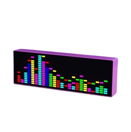 LED Electronic Clock Voice-activated Rhythm Light Level Indicator Electronic Indicator Black Purple Blue White 21.8*2.8*7.2cm