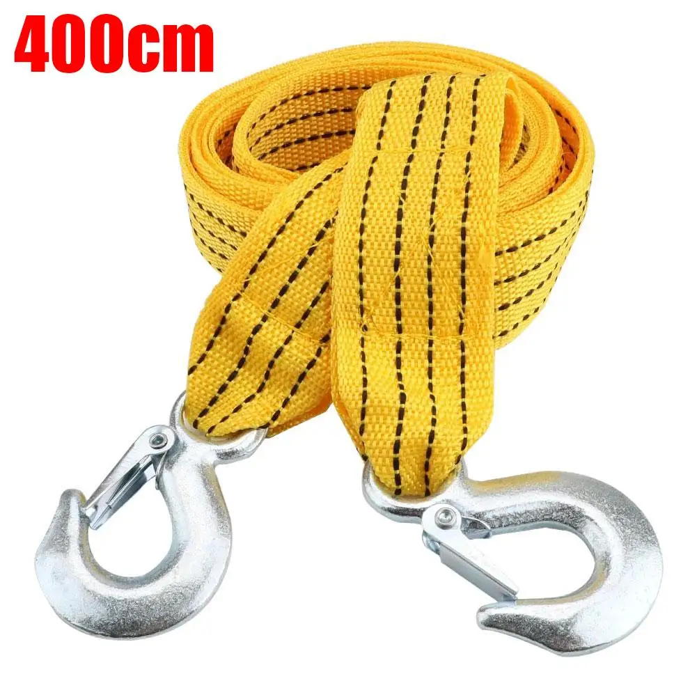 4M 3Tons Car Towing Rope Tow Strap Nylon Alloy Steel Hook Emergency Rescue Tools For Trailer Off Road Motorcycle Accessories