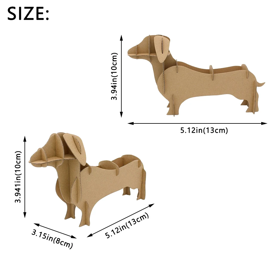 DIY Cute Puppy Cardboard 3D Puzzle Hand-Assembled Storage Box Model Graffiti Children's Educational Toys Children's Gifts