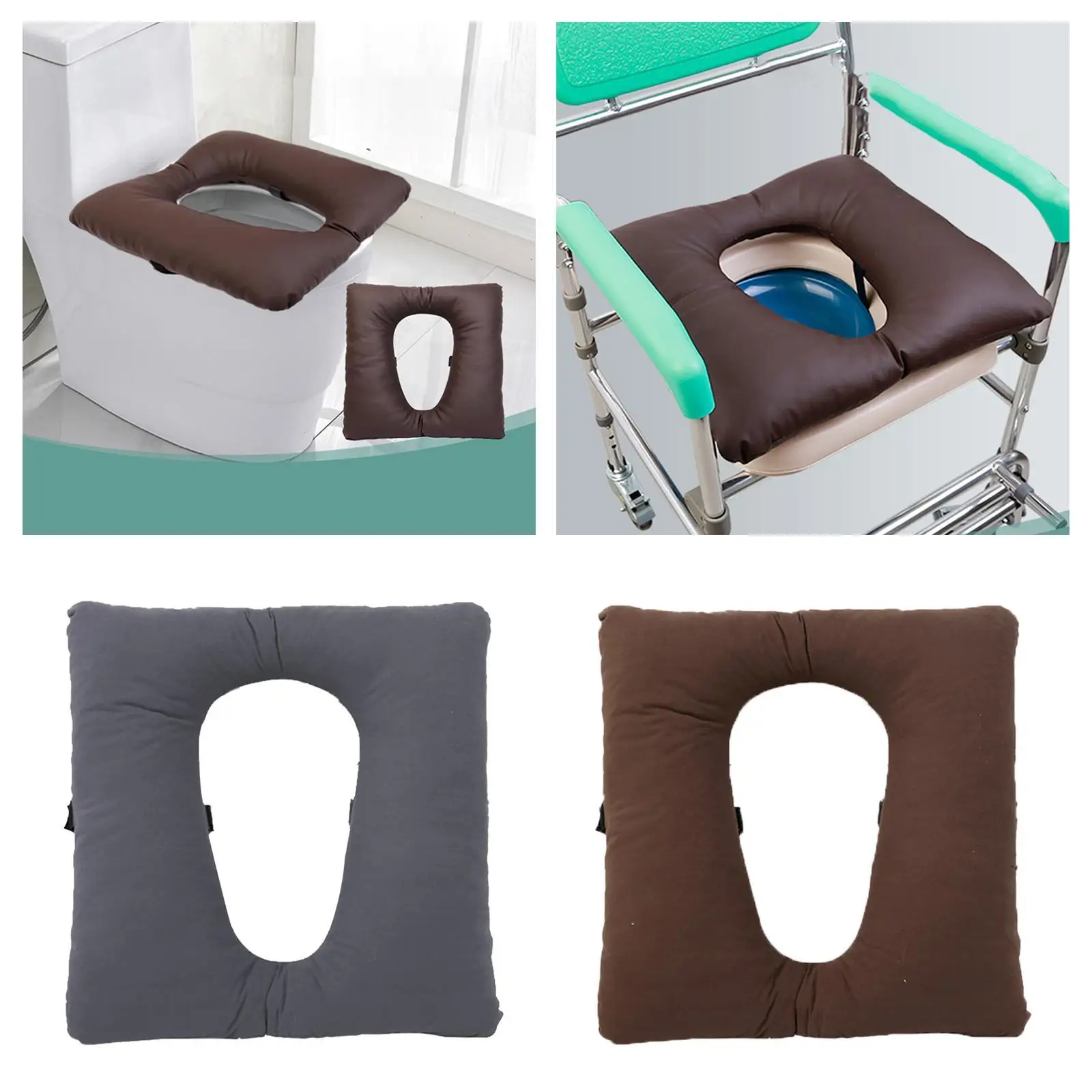 

Commode Seat Cushion Comfortable Universal with Fixing Straps Padded Cushion for Patients Handicapped Disabled Bedridden Seniors