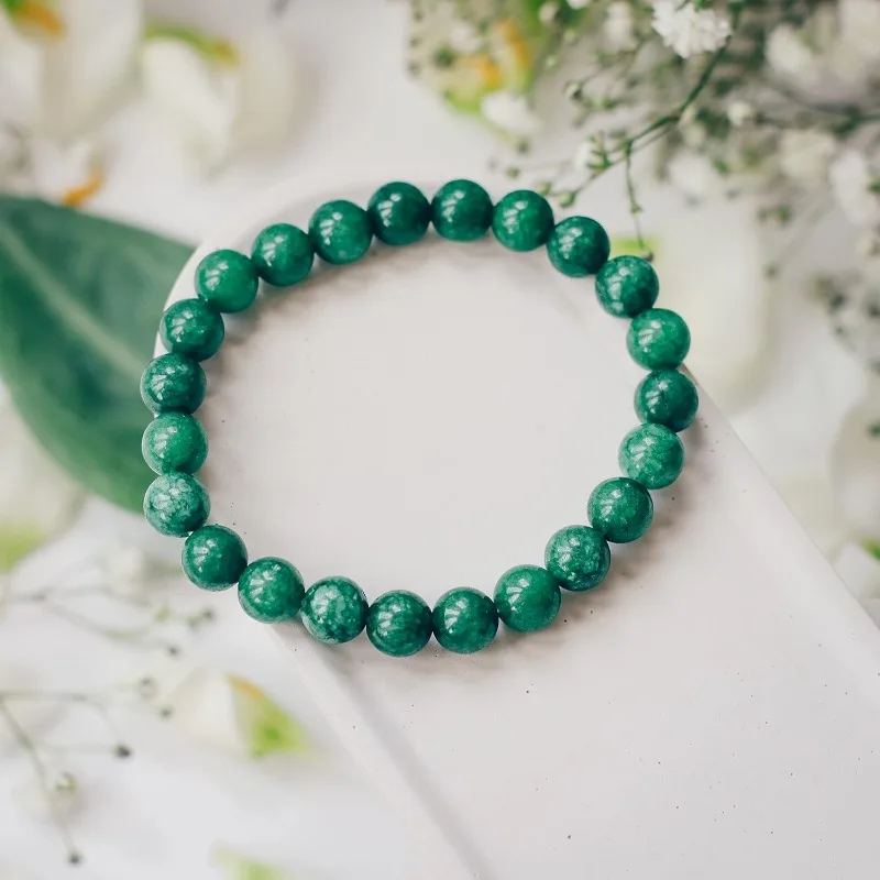 6-12mm Green Healing Crystal Wealth Bracelet Jade Bracelet for Women Men  Bring Good Luck Prosperity and Emotional Balance