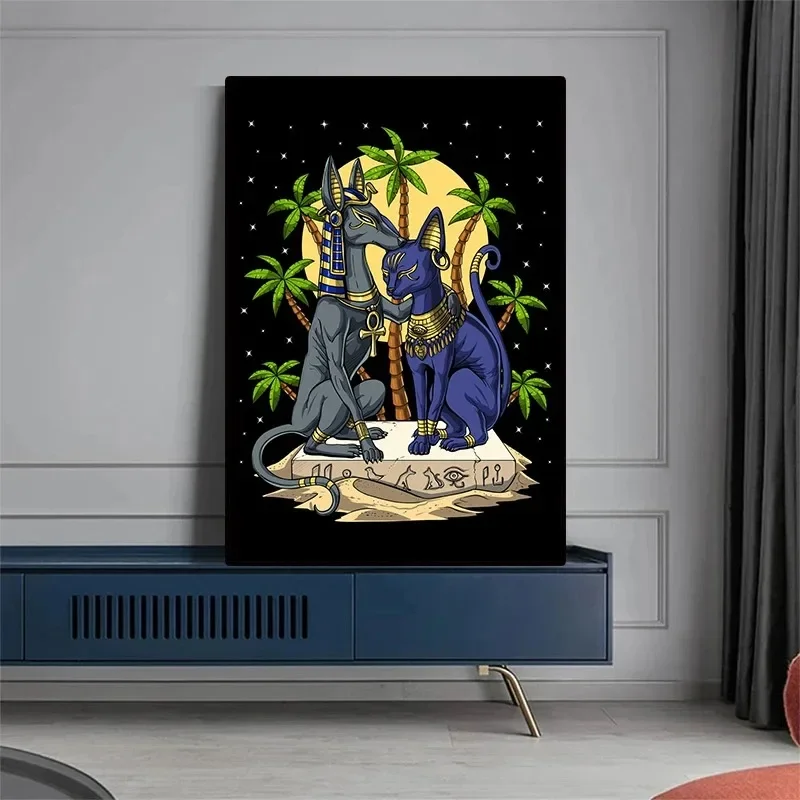 Egyptian Mythology Ancient Egyptian Monsters Pattern Canvas Painting Posters and Prints Wall Art For Living Room Decoration