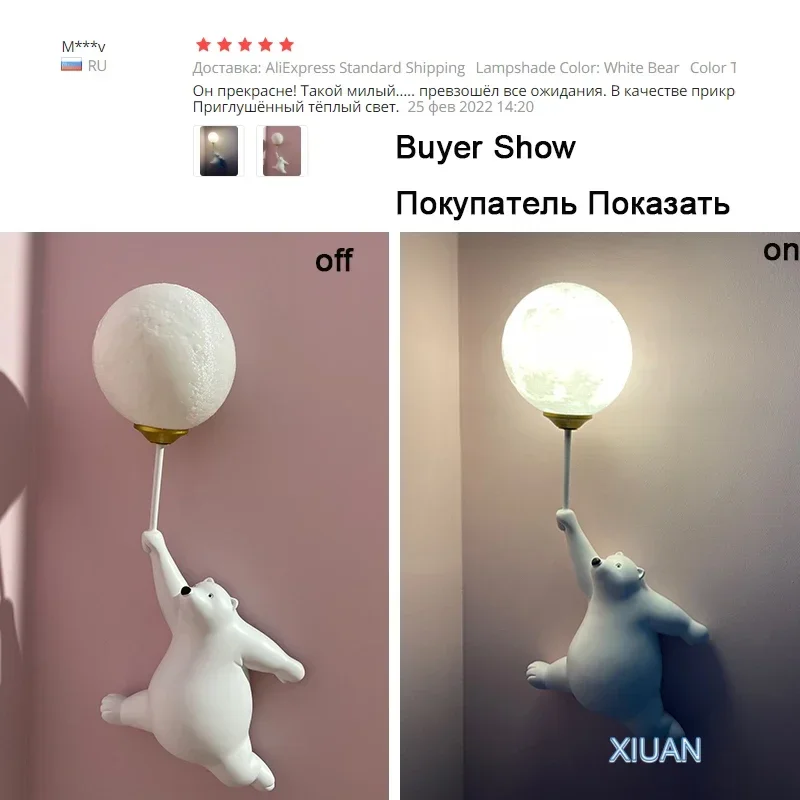 Imagem -05 - Modern Led Cartoon Wall Lamp Minimalista Bear Light For Children Baby Girl Bedroom Bedside Moon Lighting Wall Decor Kids Room