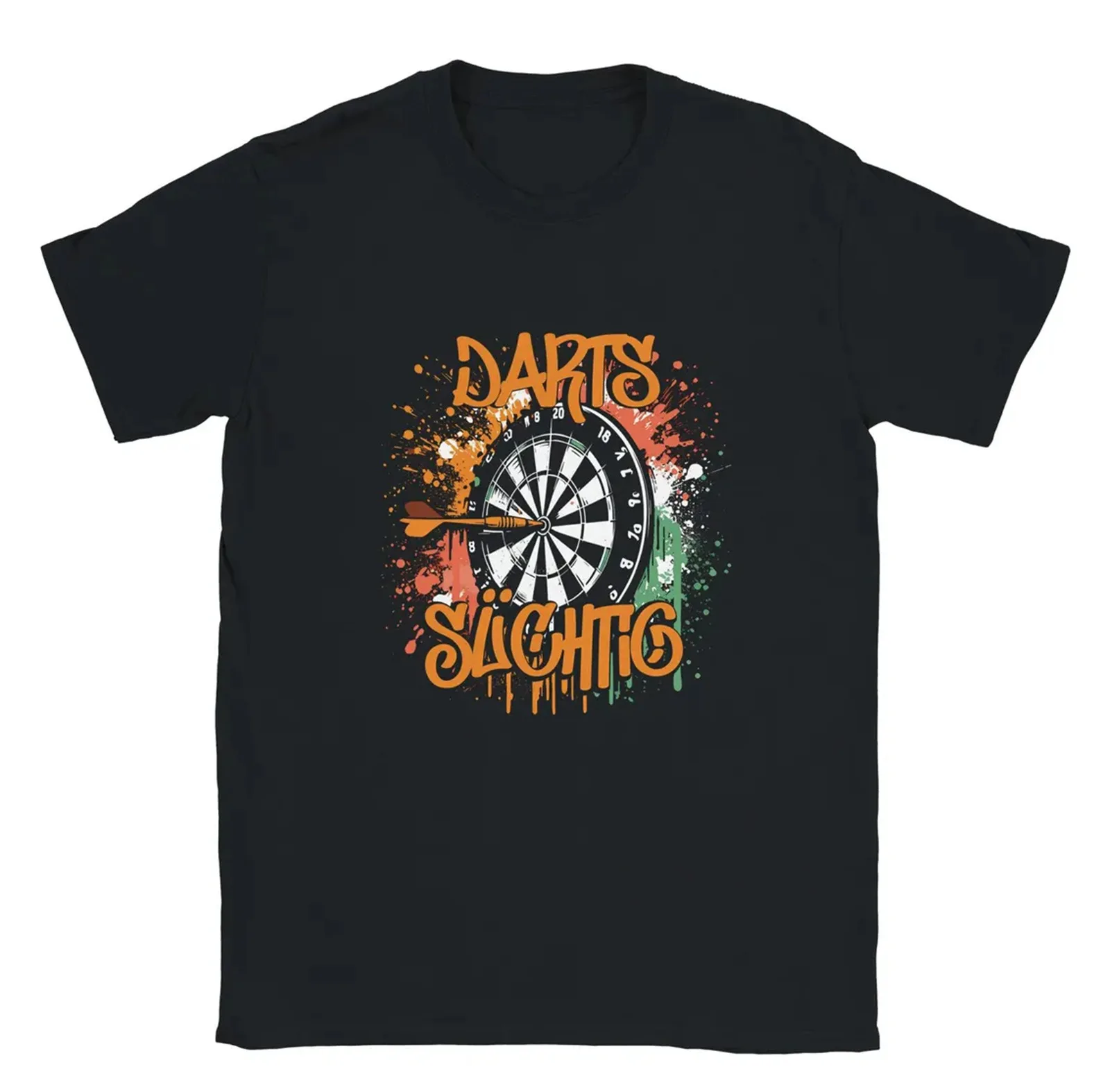 Darts Slichtig Graphic Tee Irish Flag Dartboard Print Short Sleeve T Shirt Darts Player Casual Top Gift for Dart Lovers Summer