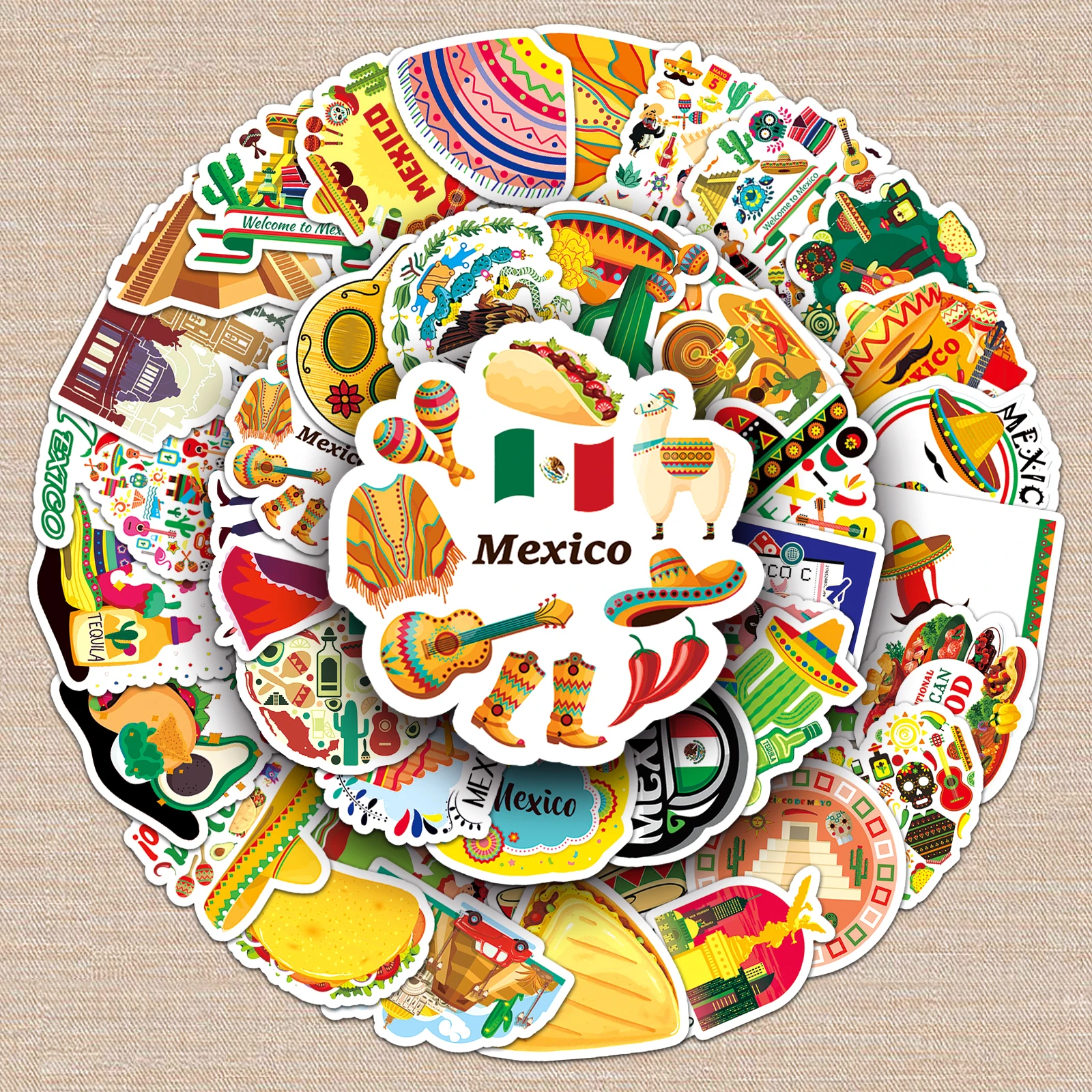 50Pcs Toy Stickers Mexico Style Totem Skateboard Guitar Suitcase Freezer Motorcycle Graffiti Decal Waterproof Jewelry stickers