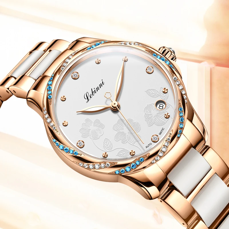 LOBINNI Original Women Luxury Automatic Movement MIYOTA 821A Self-winding Waterproof Date Mechanical Watches Ladies