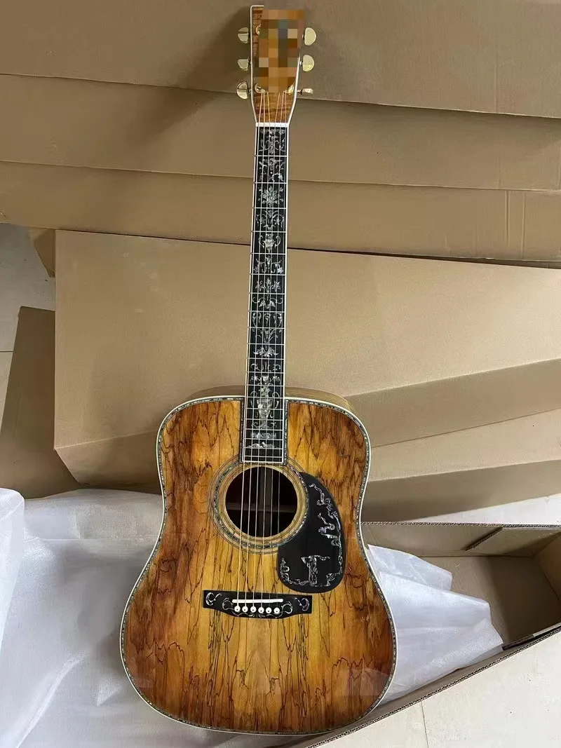 

2024 New 41-Inch Acoustic Guitar. Geotext Top, Sides And Back, Ebony Fretboard Abalone Shell Binding