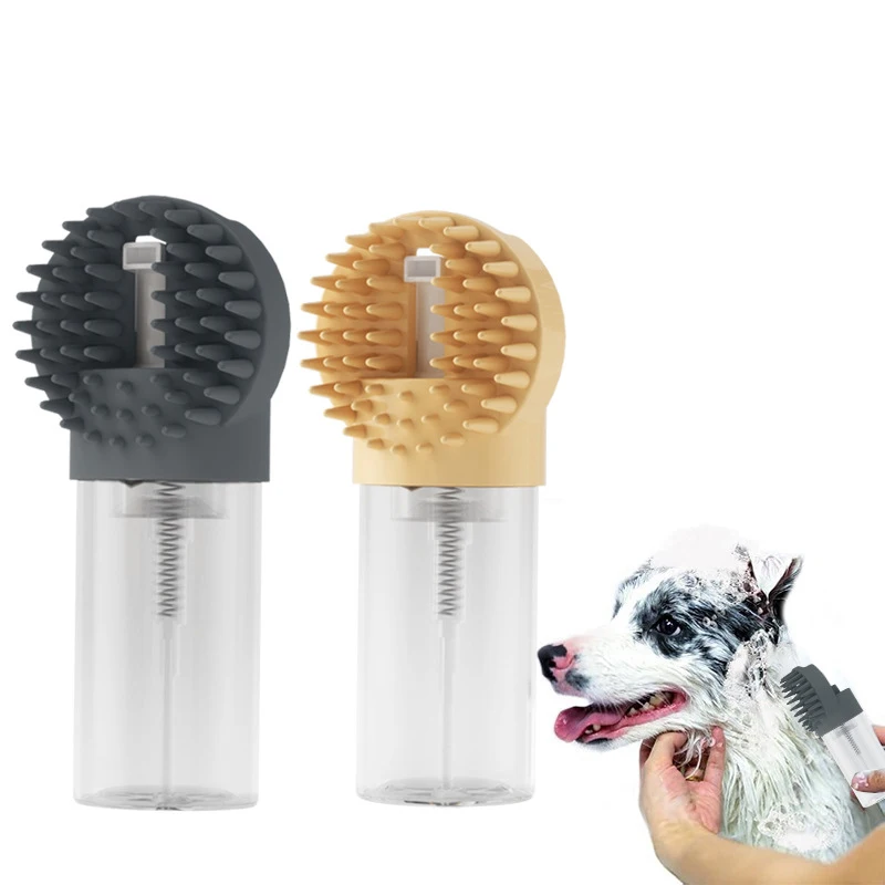 

Multifunctional Soft Silicone Dog Hair Brush with Visible Bottle Gentle Massage Bath Detachable Cat Comb Dog Grooming Equipment
