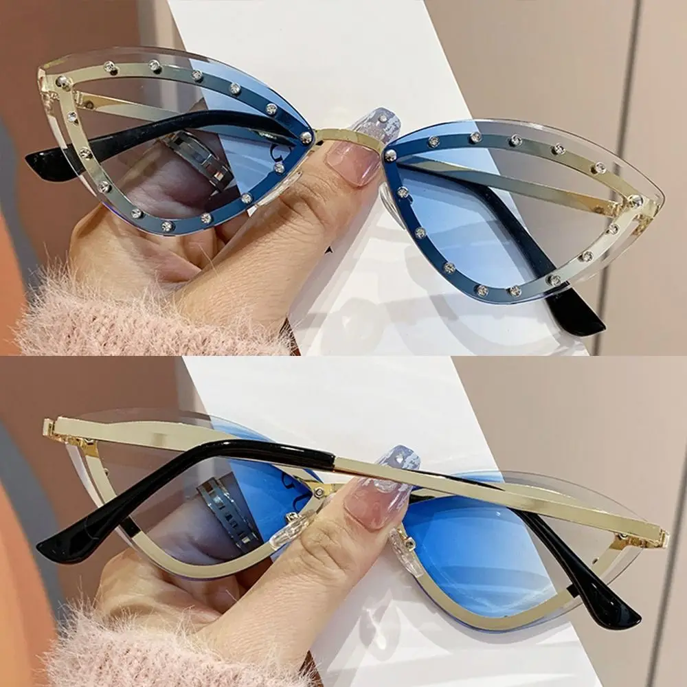 موضة التدرج عين القط النظارات الشمسية جديد أنيق UV400 حماية نظارات شمسية للحفلات متعدد الألوان بدون شفة ظلال للنساء والرجال