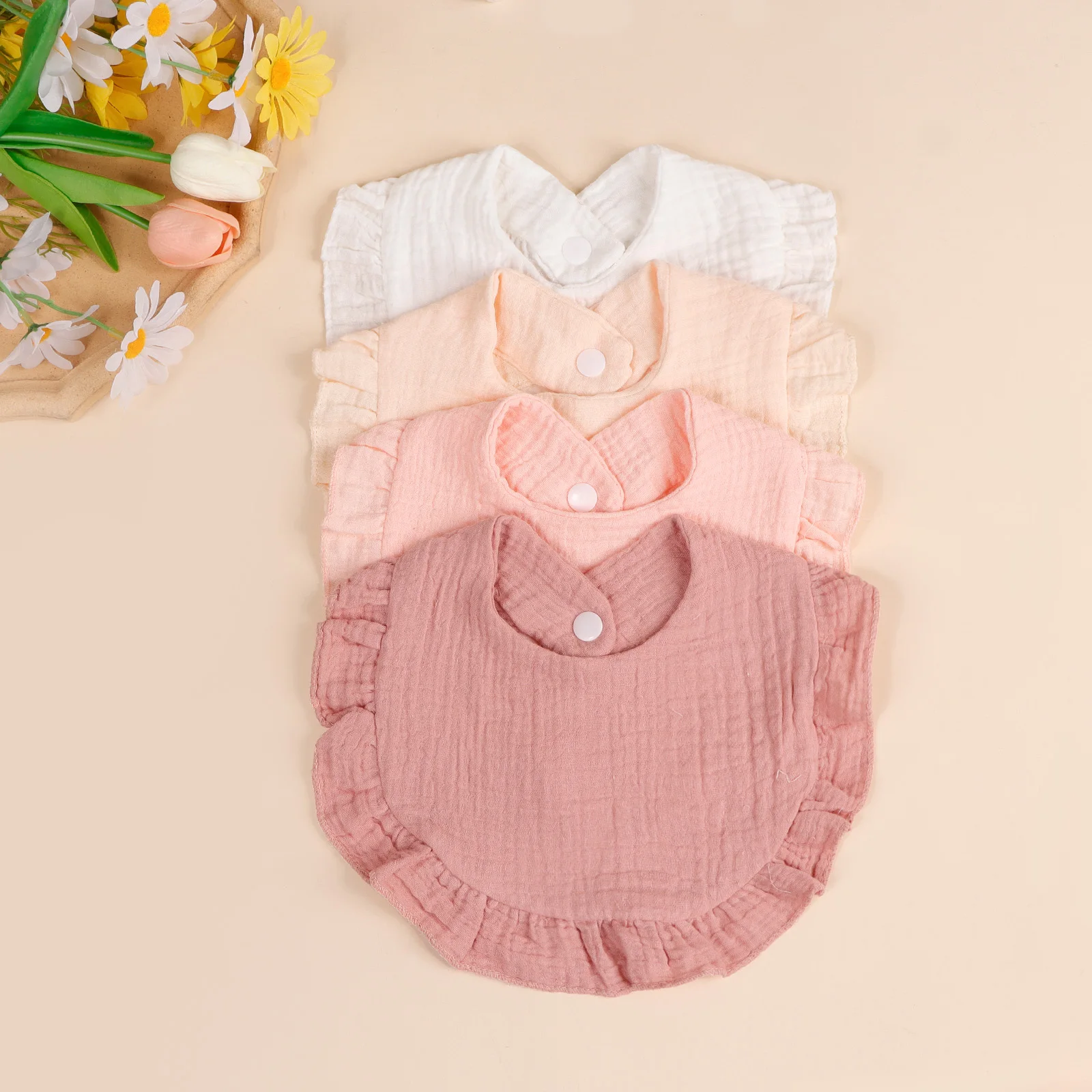 3 قطعة الصلبة الوليد القطن كشكش المرايل مجموعة الاطفال تغذية لعابه المرايل طفل لطيف منشفة لعاب الأطفال رائجة البيع الطفل ملابس تجشؤ اكسسوارات