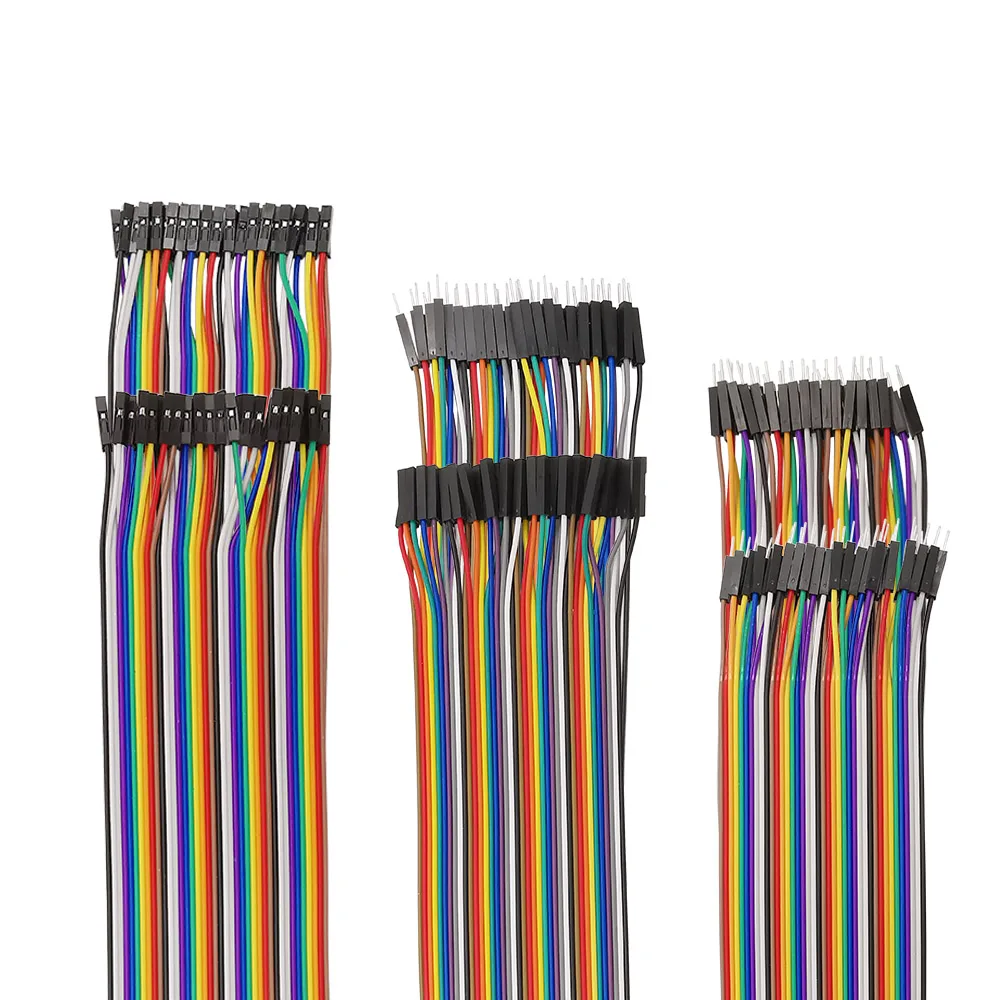40 Pin Dupont Jumper Wires, Rainbow Ribbon Cable 2.54mm Pitch,Gold Plated Separable, for Arduino Raspberry Pi Breadboard DIY