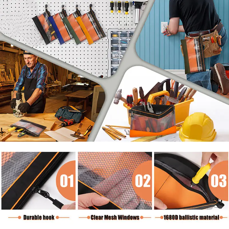 Borsa per attrezzi manuali Viti piccole Chiodi Punta da trapano Parti metalliche Borse per attrezzi Borse portaoggetti hardware trasparenti impermeabili