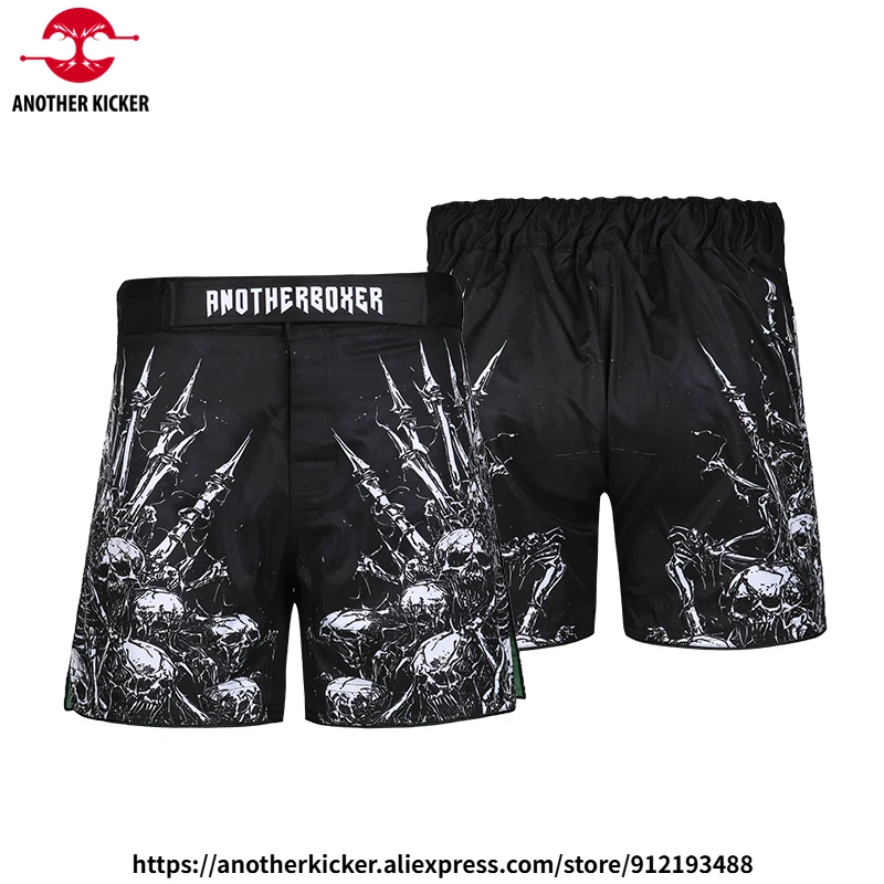 Men's Fight Shorts Skeletons Sublimation Jiu Jitsu Grappling MMA Pants Mixed Martial Arts Athletic Shorts for Boxing Training