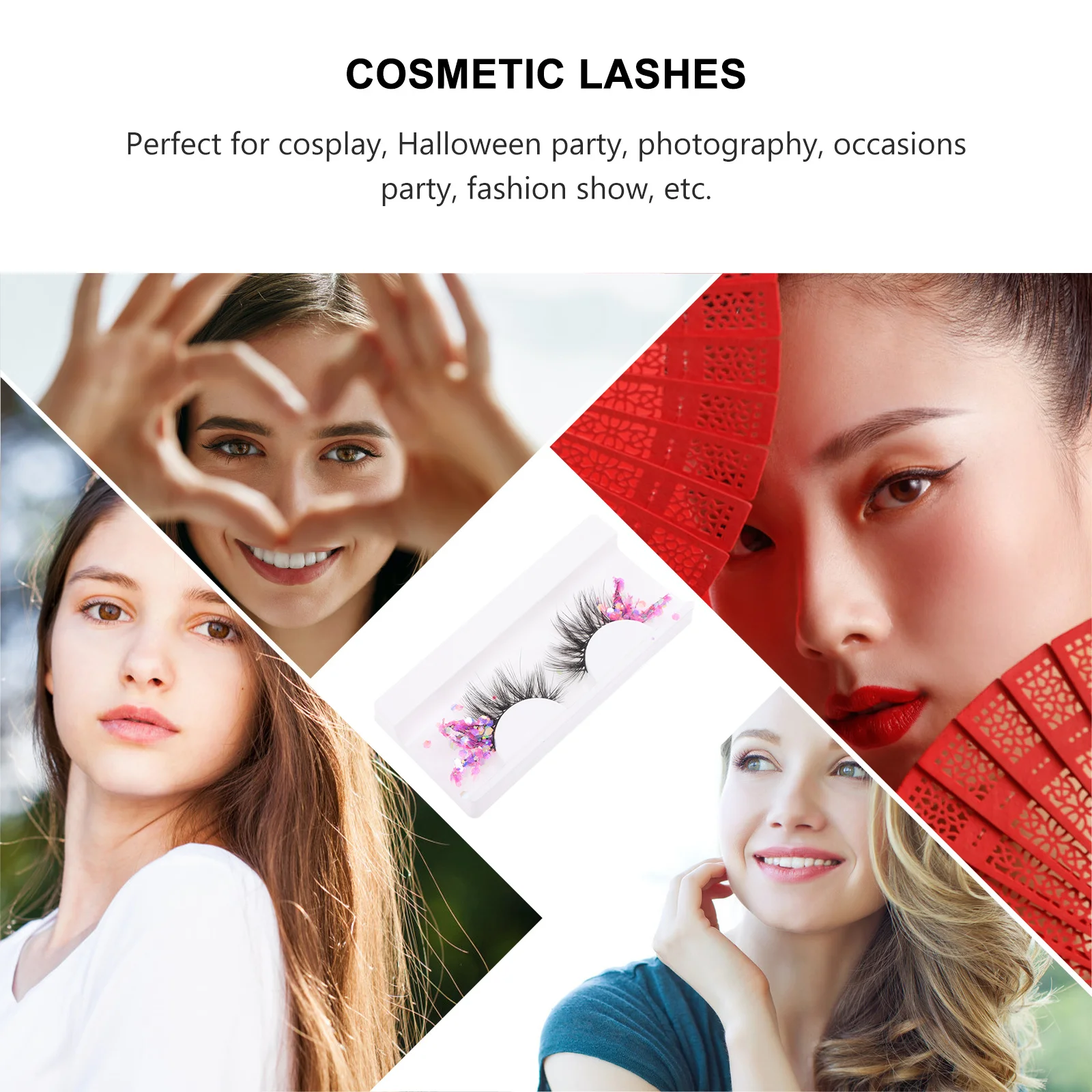 1 Paar fluoreszierende Wimpern, leuchtender Glitzer, falsche Wimpern für Party, Club, Datum, Augen-Make-up-Erweiterungen, Wimpernverlängerungen