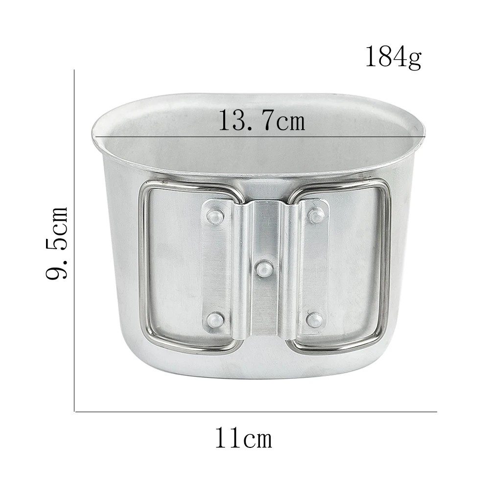 군사 육군 알루미늄 수통 컵 휴대용 야외 캠핑 조리기구 냄비 그릇 접이식 손잡이 하이킹 배낭 여행 생존