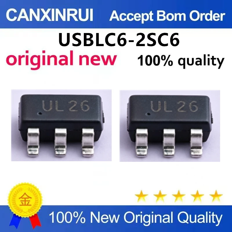 （5pcs-100pcs）Original genuine USBLC6-2SC6Y SOT-23-6 automotive grade ultra-low capacitance ESD protection chip