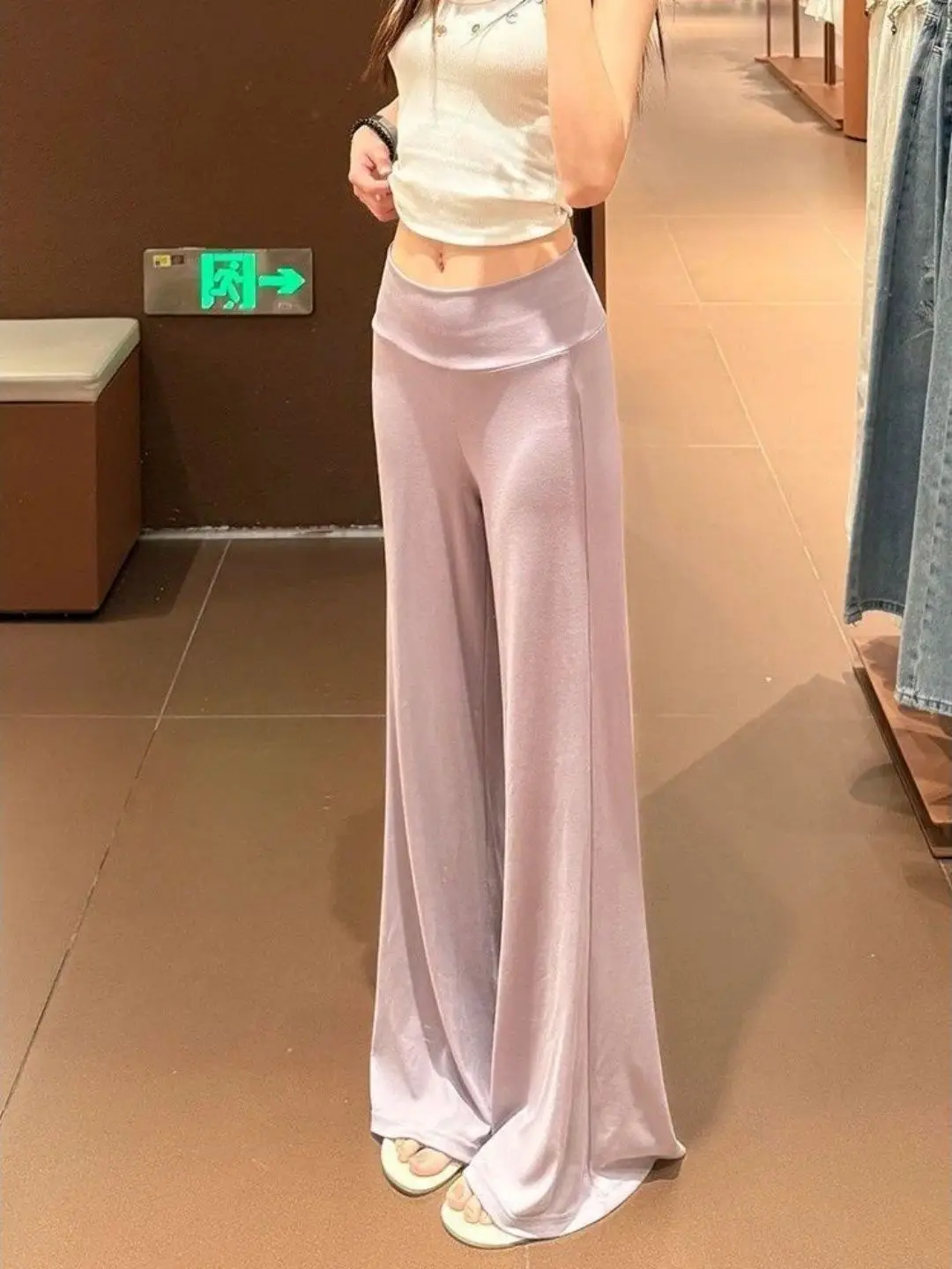High Waist Wide Leg Modal Casual Pants Women's Soft Comfortable Loose Fit Floor Length Trousers Elegant Slimming Lazy Style