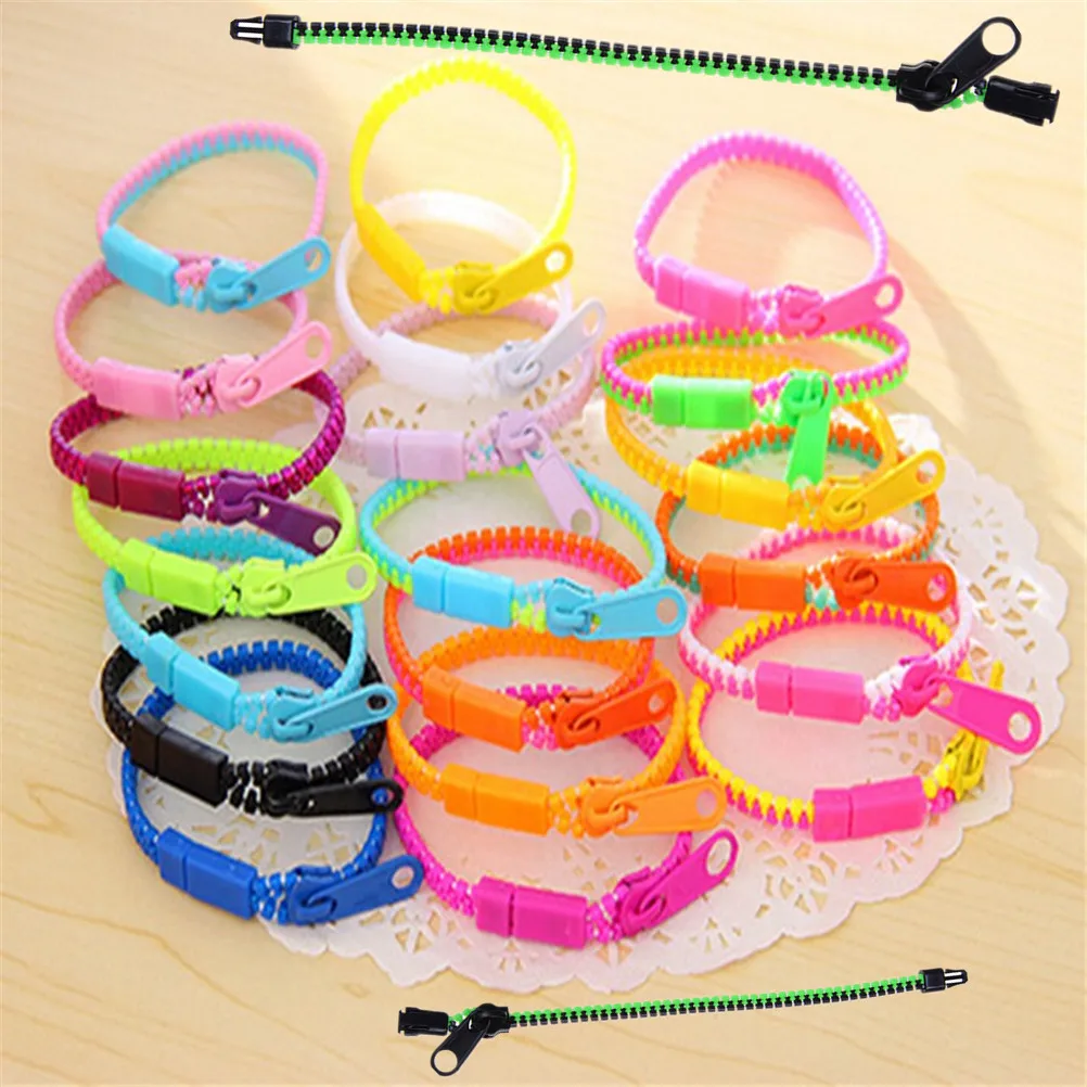 2021 Cute 10pcs/lot Fashion Zip Bracelet Bangles Metal Zipper Bracelet Fluorescent Neon Creative Gifts