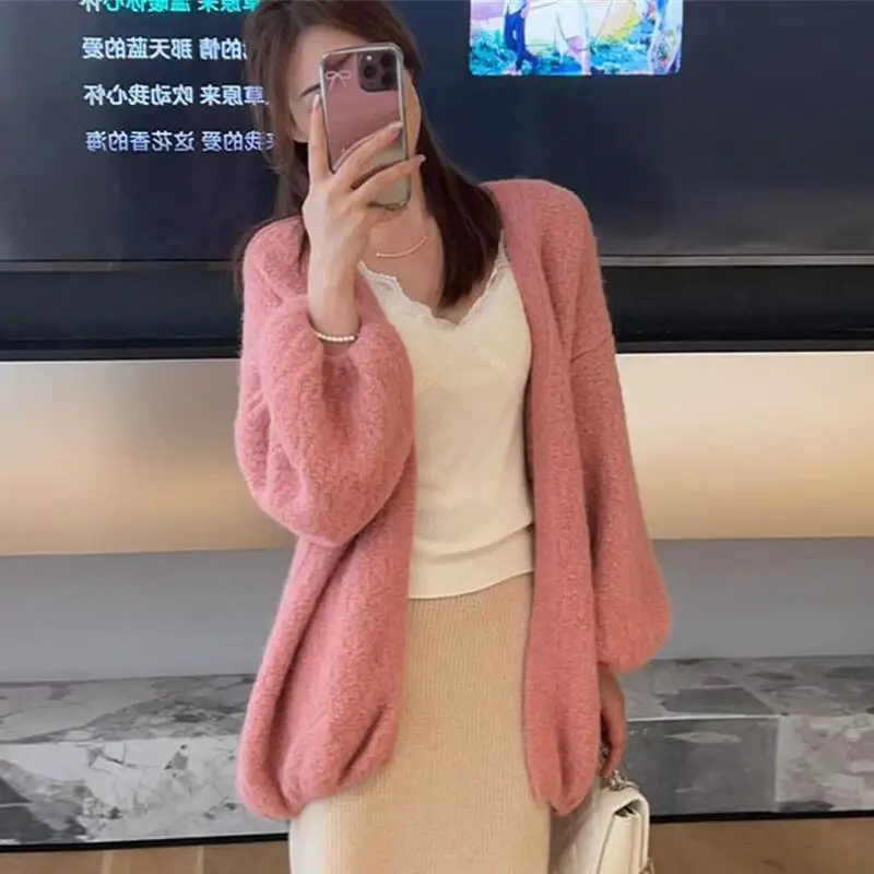 2026 Herfst Winter Nieuwe Mode Zachte Luie Stijl Trui Jas voor Vrouwen Koreaanse Losse Comfort Veelzijdige Trui Gebreid Vest