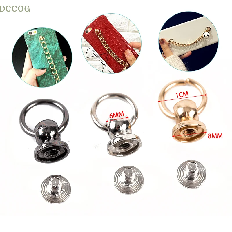 10pcs 8mm Metal Button O Ring Stud Screwback Craft Bag Phone Screw Nail Rivet