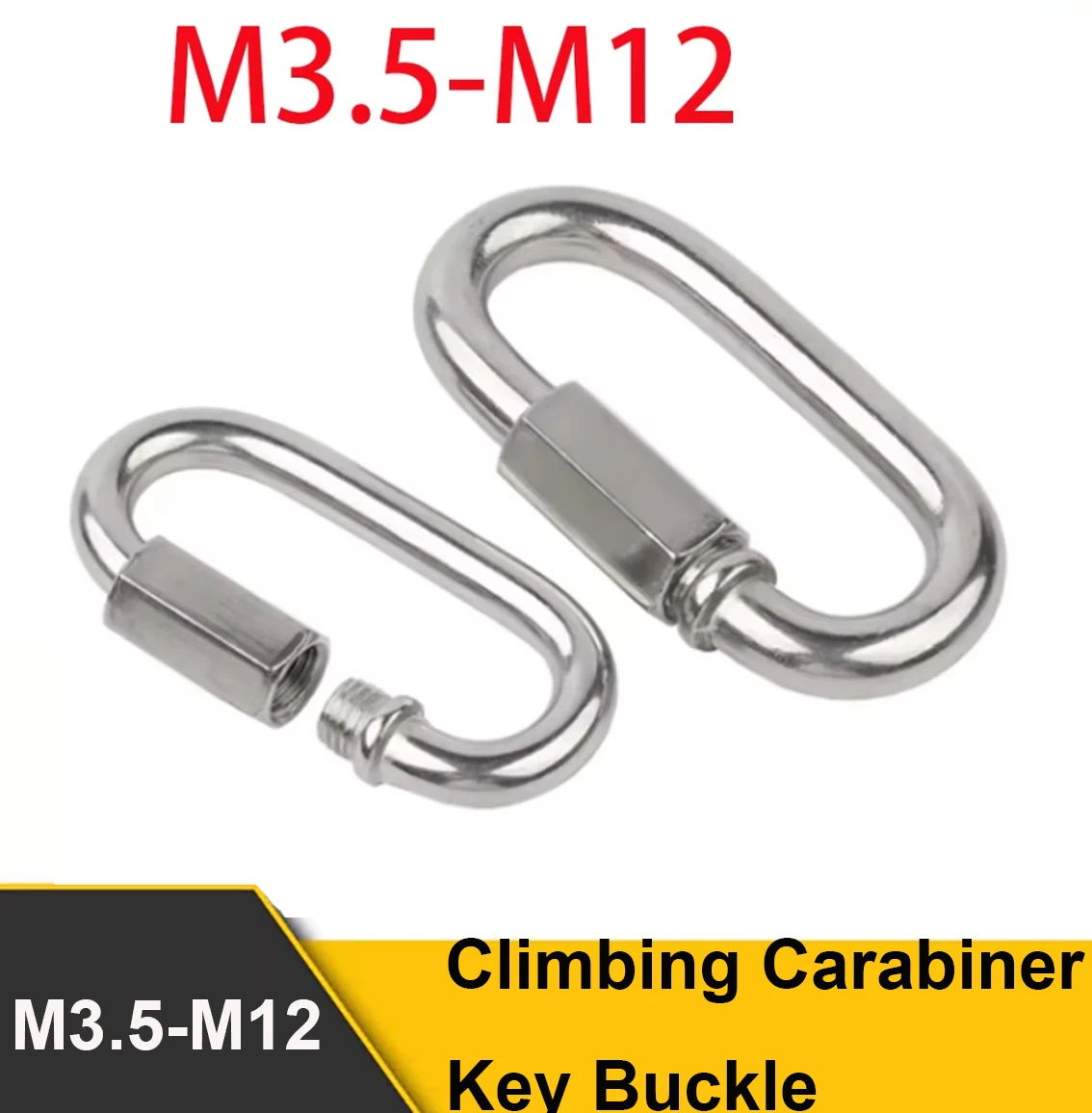 1-2pcs 304 Stainless Steel Climbing Carabiner Key Buckle M3.5 M4 M5 M6 M7 M8 M9 M10 M12 Oval Quick Links Safety Snap Hooks