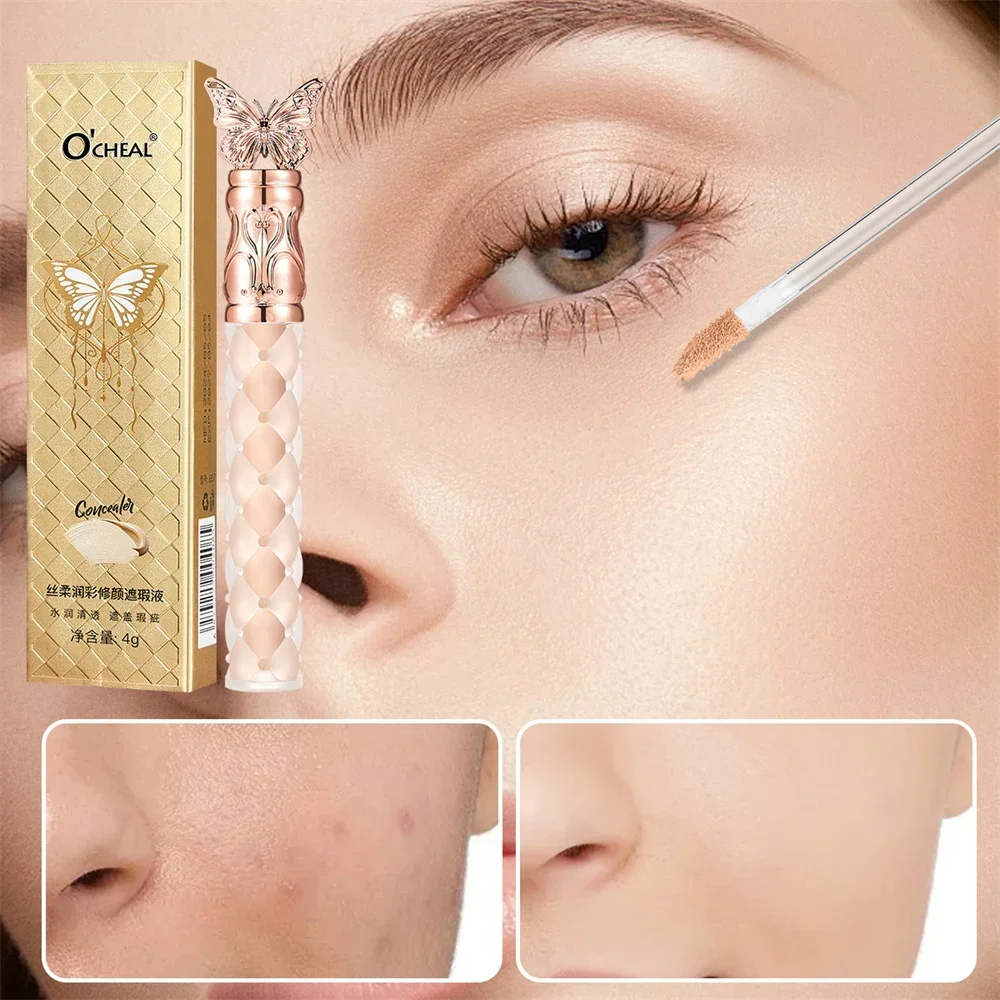 Butterfly Brightening Concealer Stick Moisturize Waterproof Liquid Concealer Highlight Cream Cover Acne Spot Dark Circle Makeup