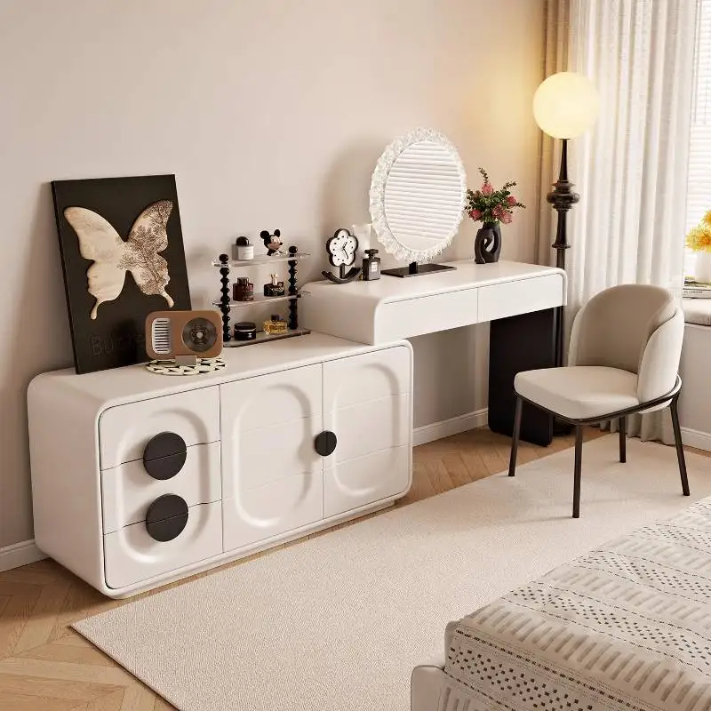 

Full Set Aesthetic Vanity Table White Minimalist Space Saving Organizer Dresser Makeup Drawers Mesa Tocador Home Furniture