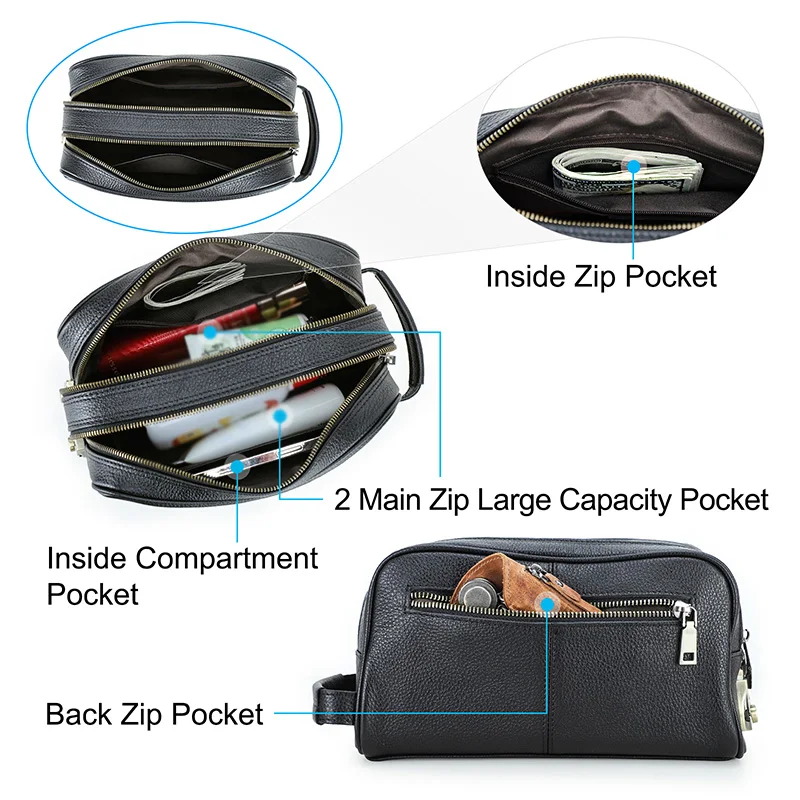 CONTACT'S Fashion Genuine Leather Clutch Bags Men Large Capacity Double Metal Code Lock  Handbags Male Travel Gift Vocation Bags view 5