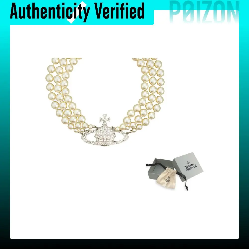 Vivienne Westwood Brass Crystal Necklaces Women's Silver 6303000702P127P127